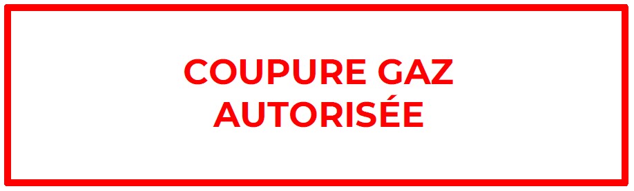 ETIQUETTE "COUPURE GAZ AUTORISEE" 200X100 LETTRAGE ROUGE SUR FOND BLANC