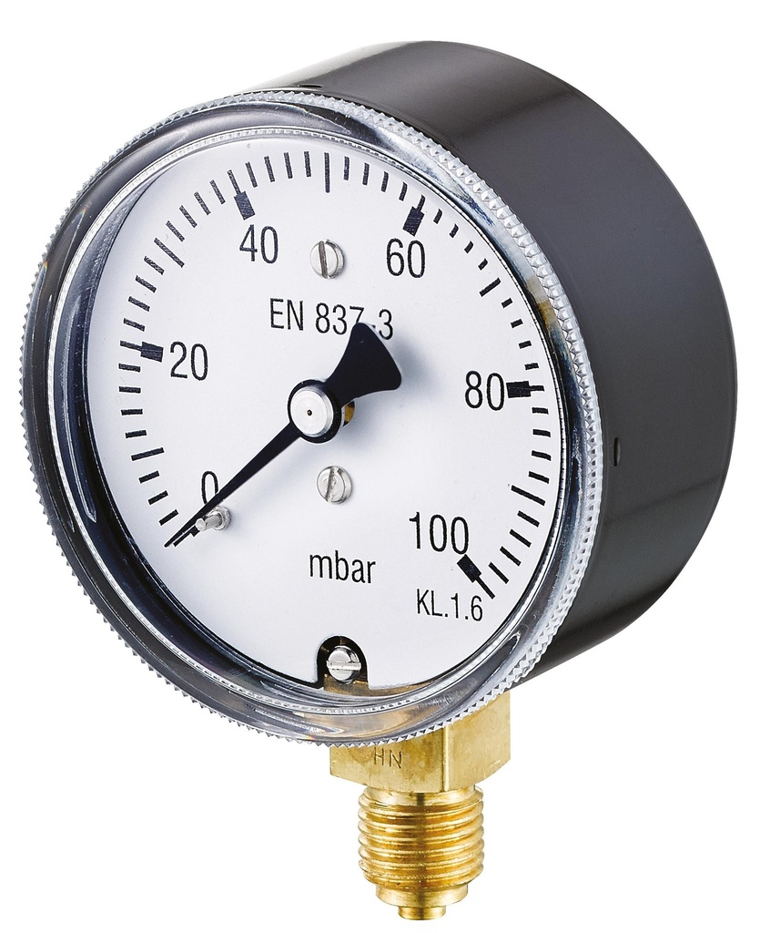 MANOMETRE SEC RADIAL A CAPSULE Ø63MM 0-60MB 1/4"G LAITON CL1,6 BOITIER AC MANOR6360