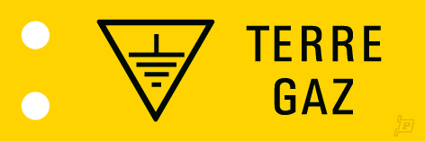 PLAQUE PVC JAUNE 60X2 TERRE GAZ 2 TROUS Ø4MM 8642129 MPLC008 T204 PAR 25