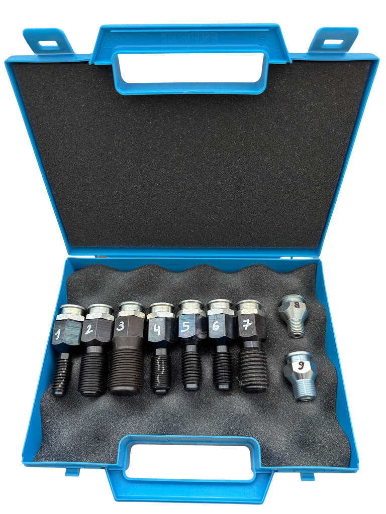 MALLETTE DE 9 INJECTEURS/GRAISSEURS POUR VANNE ENTERREE